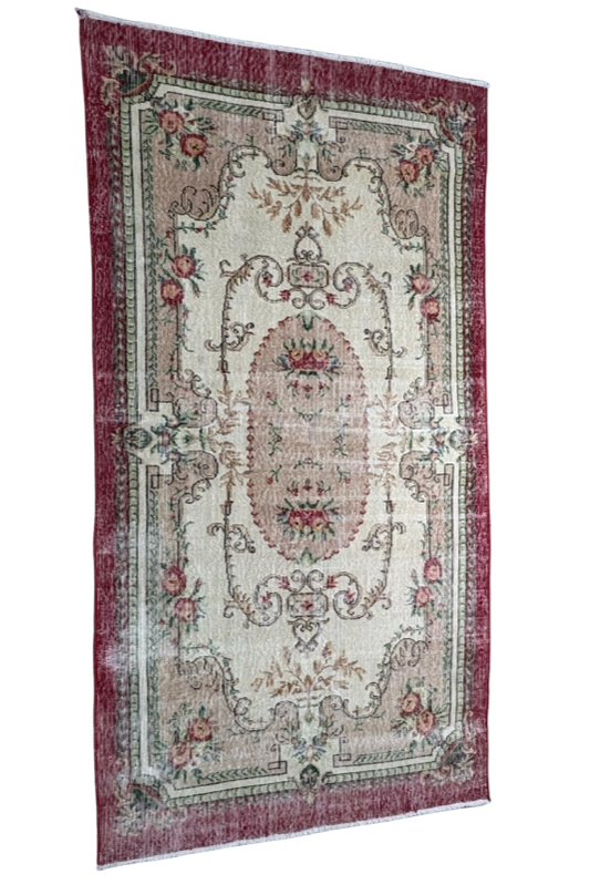 4x7.9 ft 🧵 Red Anatolian Rug | Handwoven Wool Carpet