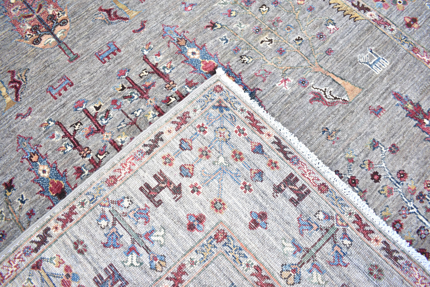 6x8 Gray Sultani Hand Knotted Wool Rug- Unique Handmade Rug, Afghan Decor Rug, Handmade Rug, Pure Wool Rug, Bedroom Rug- Living Room Rug