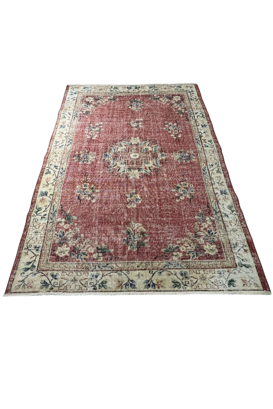 190x270 cm (6.2x8.9 ft) 🧶 Red Anatolian Handwoven Wool Rug | Traditional Turkish Carpet