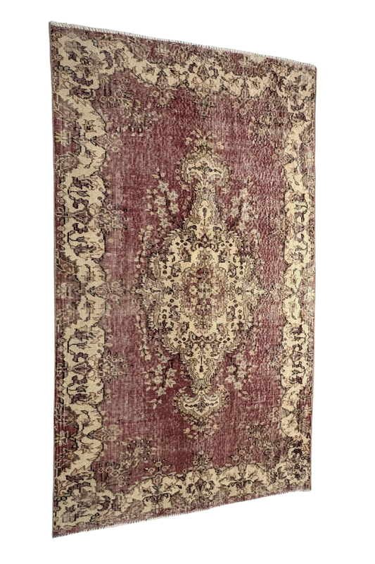 3.8x6.6 ft 🧵 Red Anatolian Rug | Handwoven Wool Carpet