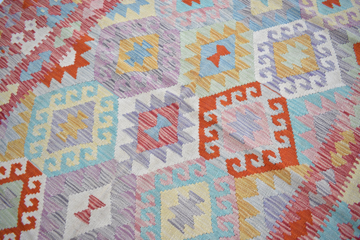 5x7 Afghan Modern Kilim Area Rug, Handmade Flatweave Multicolor Natural Veg Dyes Hand Knotted Maimana, Wool Rug for Living Room- Dining Room