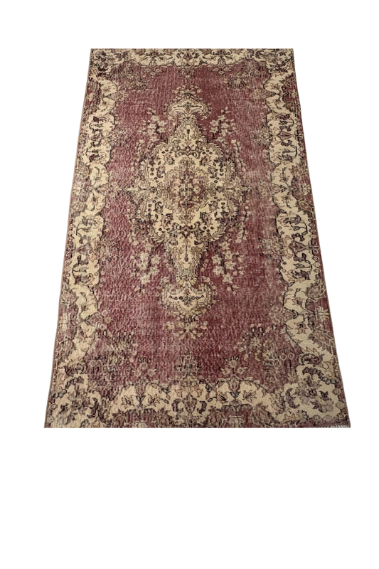 3.8x6.6 ft 🧵 Red Anatolian Rug | Handwoven Wool Carpet