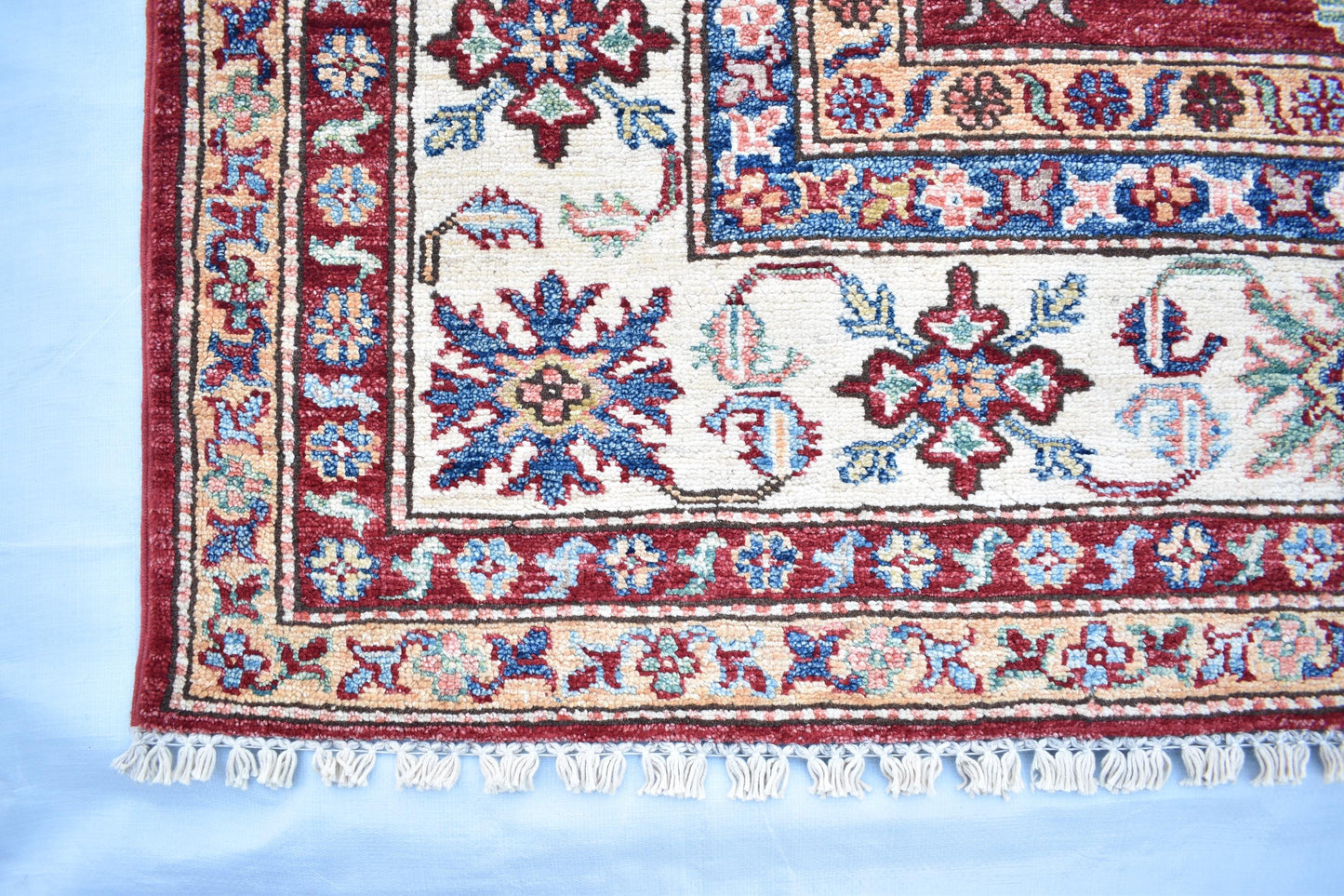 7x10 Red Kazak Oriental Afghan Rug, Handmade Pure Wool Rug - Hand Knotted Modern Décor Rug - Living Room Rug – Bedroom Rug