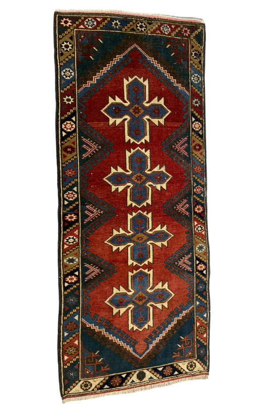 2.6x6.1 ft 🧵 Red Anatolian Runner Rug | Handwoven Wool Hallway Carpet