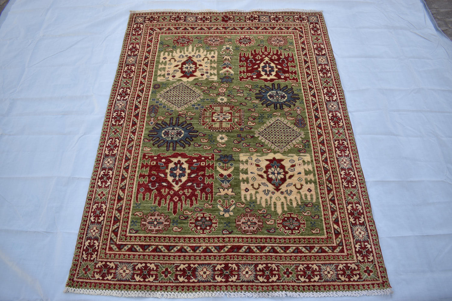 5x7 Waziri Oriental Rug, Hand Knotted Rug, Wool Rug, Afghan Handmade Rug, Handmade Area Rug, Living Room Rug, Bedroom Rug