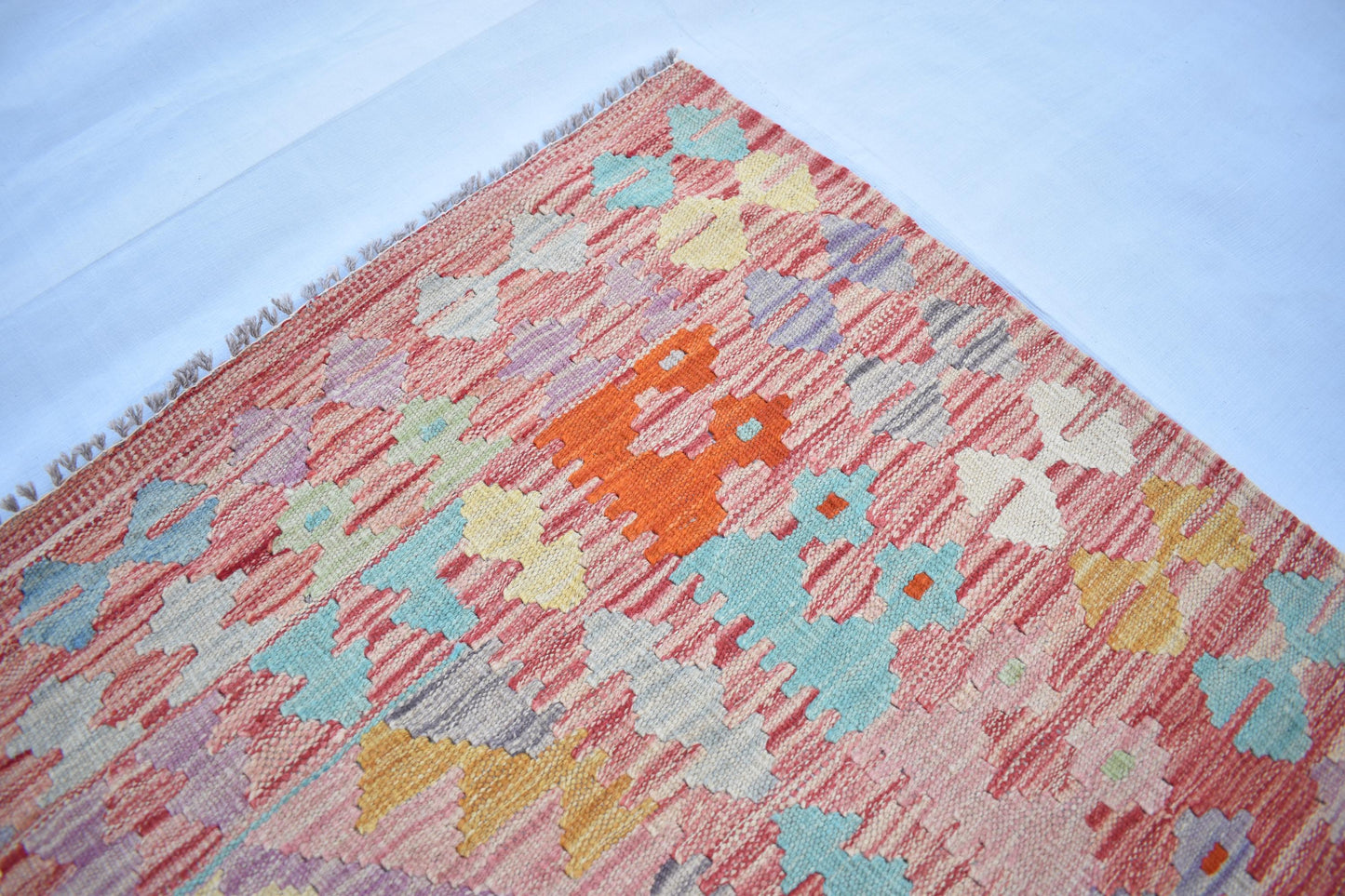 5x7 Afghan Modern Kilim Area Rug, Handmade Flatweave Multicolor Natural Veg Dyes Hand Knotted Maimana, Wool Rug for Living Room- Dining Room