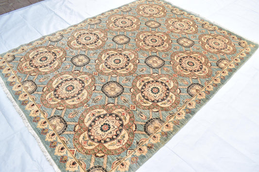 6x8 Unique Design Turkmen Oriental Hand Knotted Wool Rug, Afghan Area Rug, Flooring Rug, Handmade Rug, Bedroom Rug- Living Room Rug