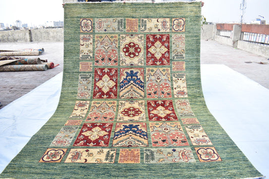 6x9 Mirror (Four Season) Turkmen Hand Knotted Wool Rug, Afghan Chobi Rug, Unique Design Top Quality Rug For Dinning Room And Living Room