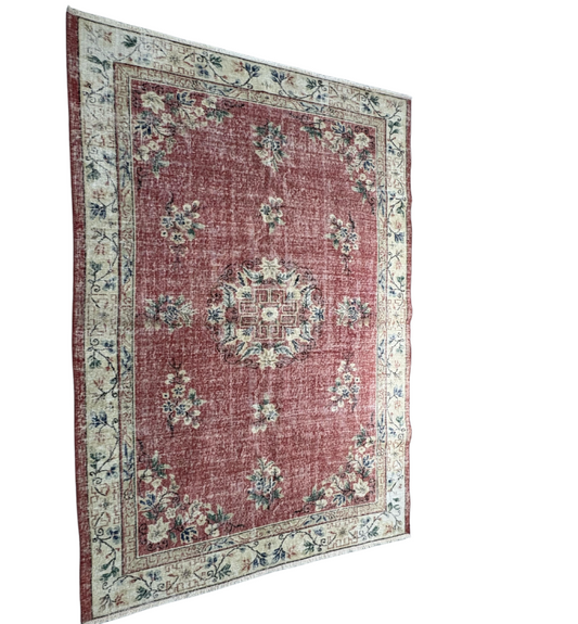 190x270 cm (6.2x8.9 ft) 🧶 Red Anatolian Handwoven Wool Rug | Traditional Turkish Carpet