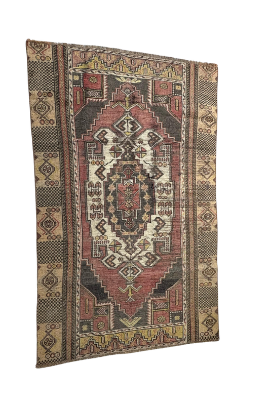 3.6x6.2 ft 🧵 Brown Anatolian Rug | Handwoven Wool Carpet
