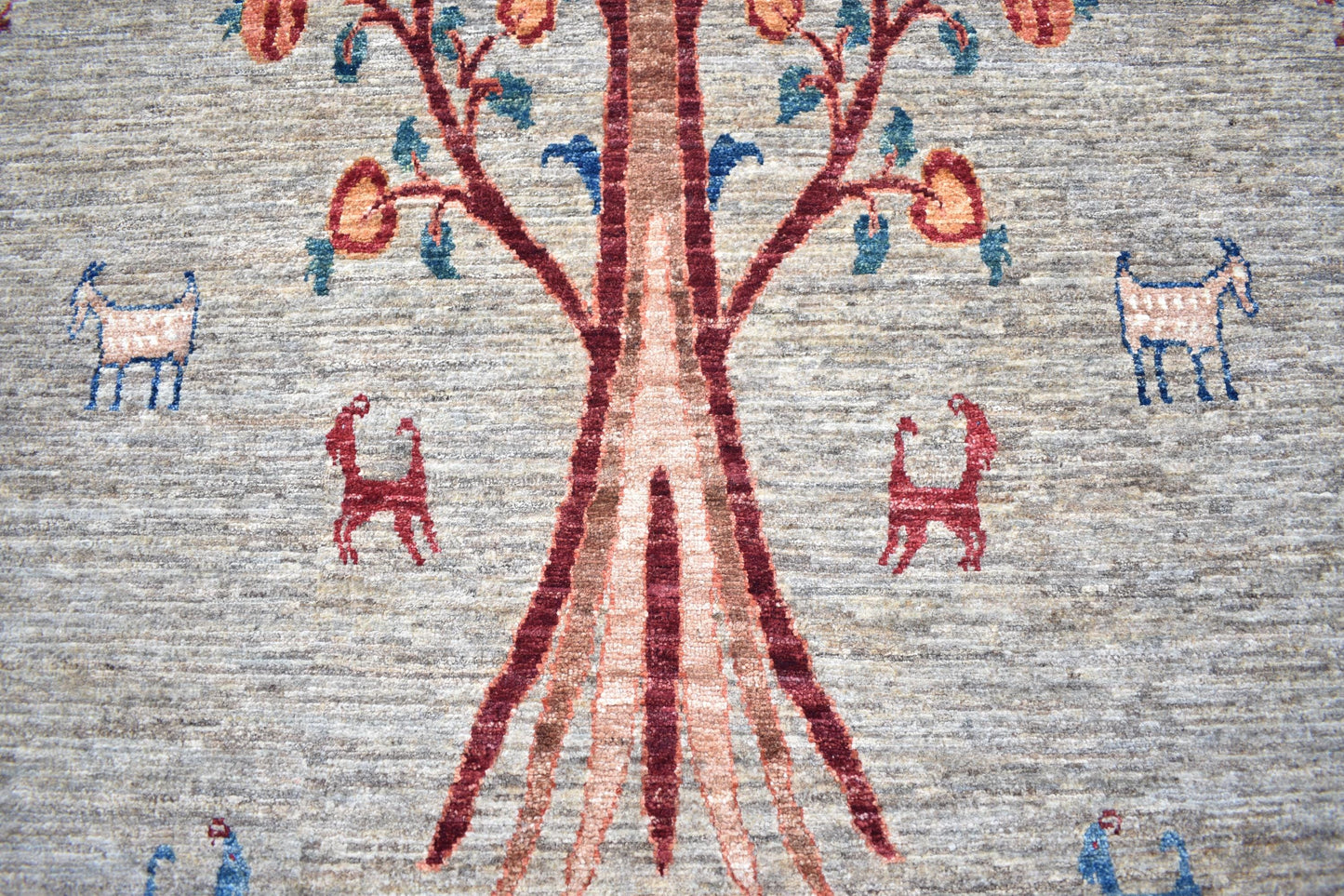 Top Quality Darakhti (Tree) Hand Knotted Wool Rug, Measuring 6'0" by 9'4" Handmade Soft Rug For Living Room/ Bedroom, Afghan Rug 100% Wool
