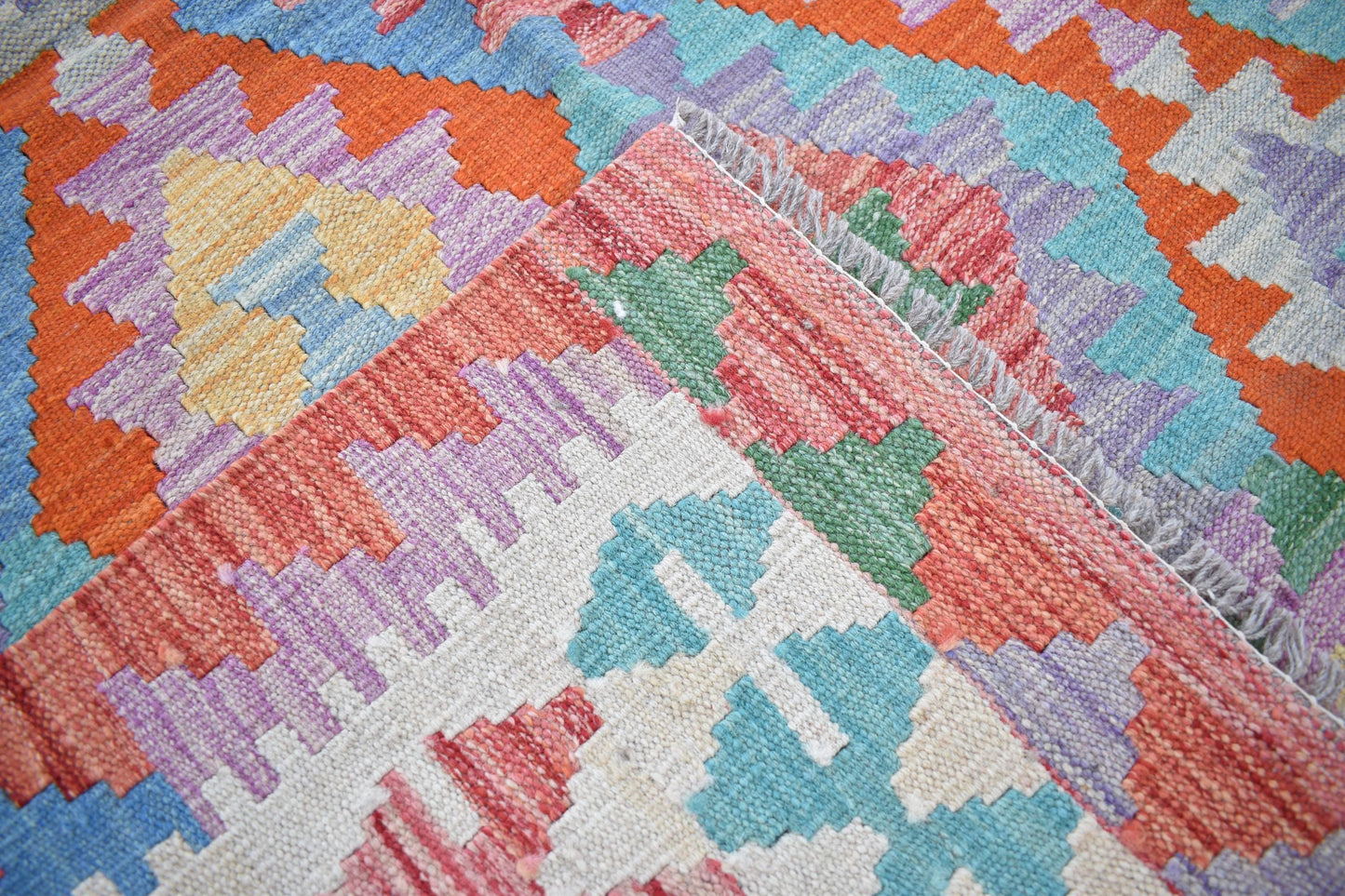 5x7 Afghan Modern Kilim Area Rug, Handmade Flatweave Multicolor Natural Veg Dyes Hand Knotted Maimana, Wool Rug for Living Room- Dining Room