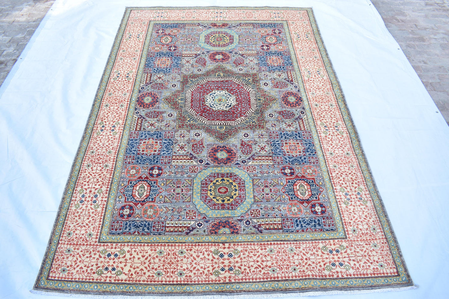 7x10 Mamluk Design Handmade Unique Wool Rug, Pure Wool Rug, Décor Rug, Soft Rug Best For Living Room, Dinning Room