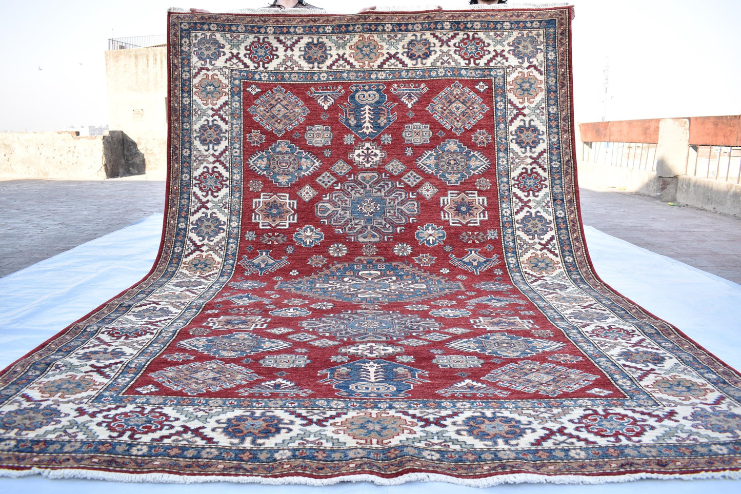 7x10 Red Kazak Oriental Rug, Hand Knotted Modern Area Rug, Handmade Soft Wool Rug, Décor Rug, Living Room Rug – Bedroom Rug