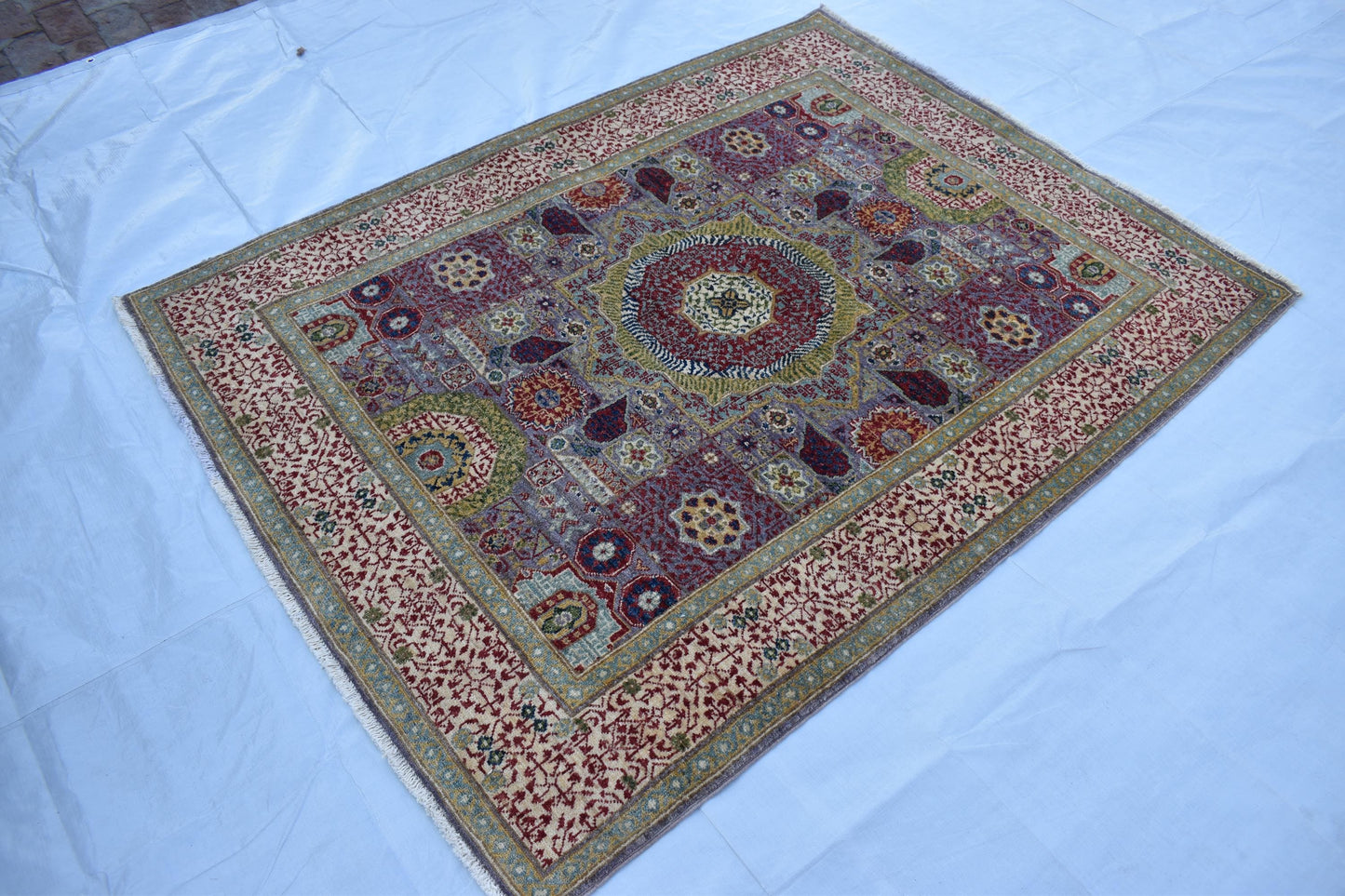 5x7 Fine Mamluk Design Unique Piece- Afghan Oriental Area Rug- Hand Knotted Pure Wool Rug, Best for Living Room, Dining Room and Bed Room