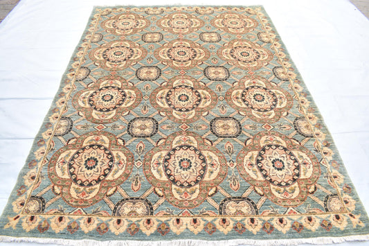 6x8 Unique Design Turkmen Oriental Hand Knotted Wool Rug, Afghan Area Rug, Flooring Rug, Handmade Rug, Bedroom Rug- Living Room Rug