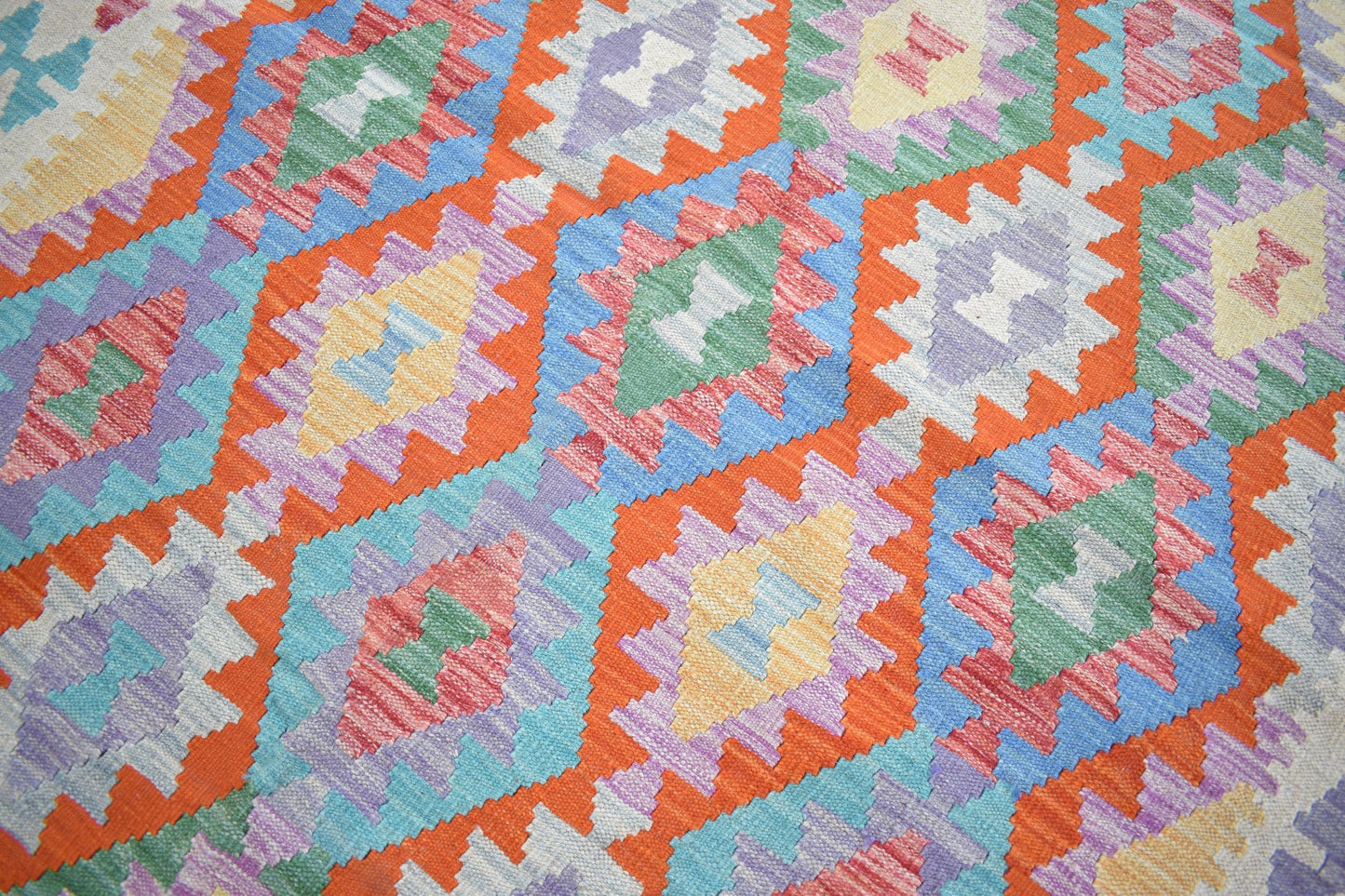 5x7 Afghan Modern Kilim Area Rug, Handmade Flatweave Multicolor Natural Veg Dyes Hand Knotted Maimana, Wool Rug for Living Room- Dining Room