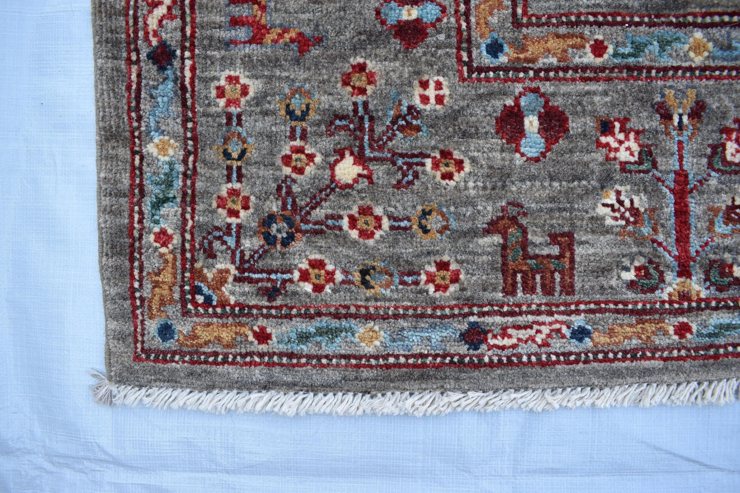 5x7 Gray Sultani Unique Handmade Afghan Oriental Wool Rug, Turkmen Area Rug, Wool Rug, Hand Knotted Rug, Living Room Rug, Bedroom Rug