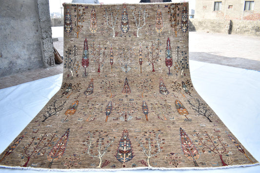 unique Darakhti (Tree) 7x10 Pure Wool Hand Woven Rug, Best Design/Material Used In The Making, Afghan Rug, Hand Knotted Rug For Living Room