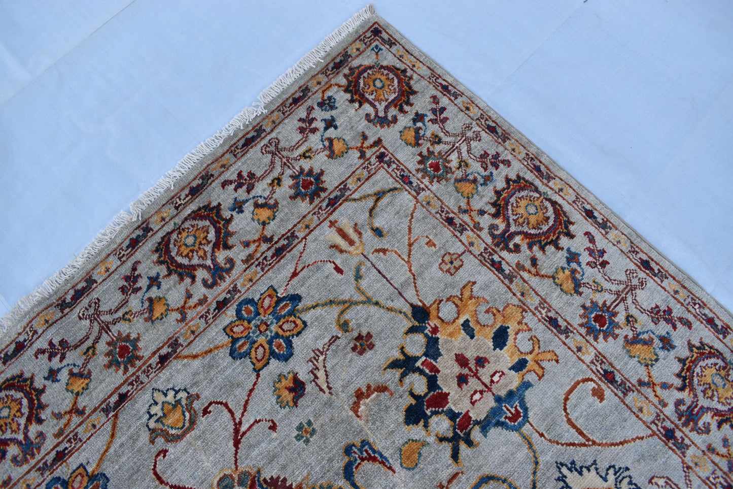5x7 Gray Sultani Oriental Afghan Rug, Hand Knotted Modern Area Rug, Handmade Soft Wool Rug, Décor Rug, Living Room Rug – Bedroom Rug