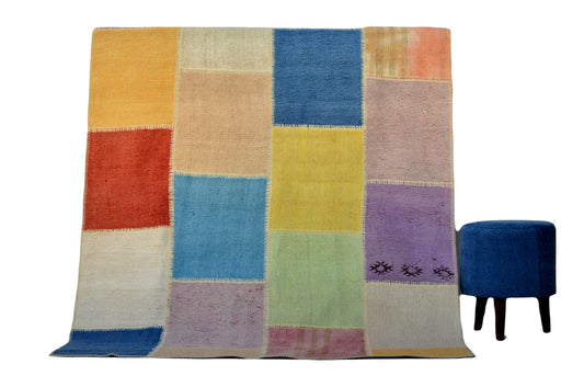 Handmade Patchwork Carpet – Vintage Turkish Rug