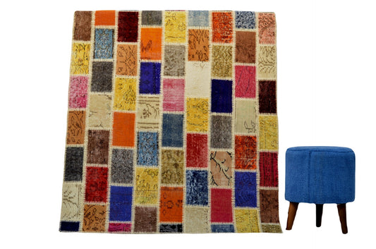 Authentic Turkish Patchwork Rug – Unique Handmade Design