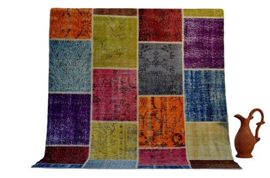 Handmade Patchwork Carpet – Vintage Turkish Rug