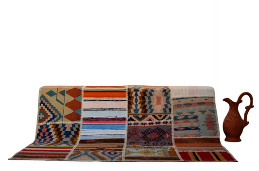 Authentic Handcrafted Turkish Patchwork Rug – Rustic Charm