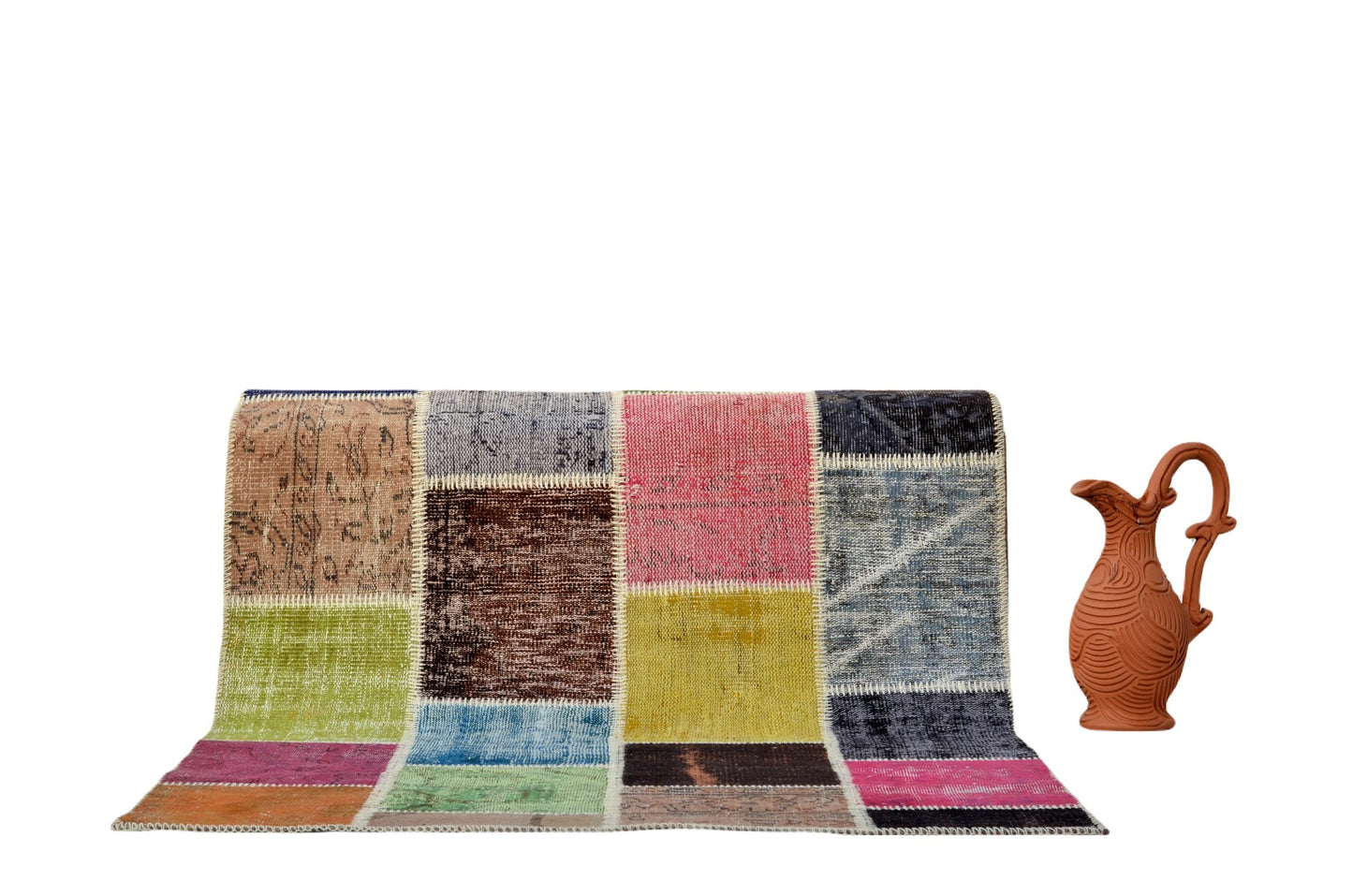 Vintage Patchwork Rug – Handmade Turkish Textile Art