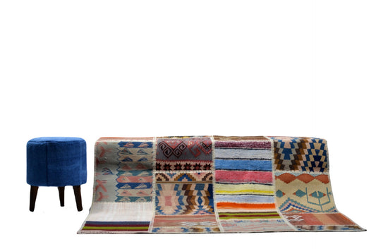 Handmade Patchwork Carpet – Colorful Turkish Heritage