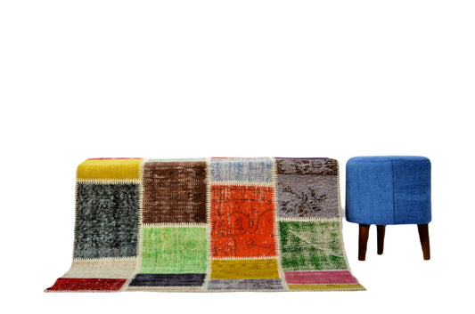Handmade Patchwork Carpet – Colorful Turkish Heritage