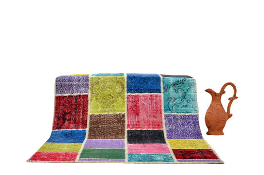 Handmade Patchwork Carpet – Colorful Turkish Heritage