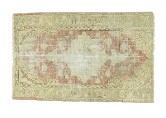 92x145 cm (3x4.8 ft) Anatolian Rug – Handwoven Dusty Rose & Beige Wool Carpet