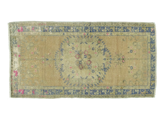 100x190 cm (3.3x6.2 ft) Anatolian Rug – Handwoven Beige & Sky Blue Wool Carpet