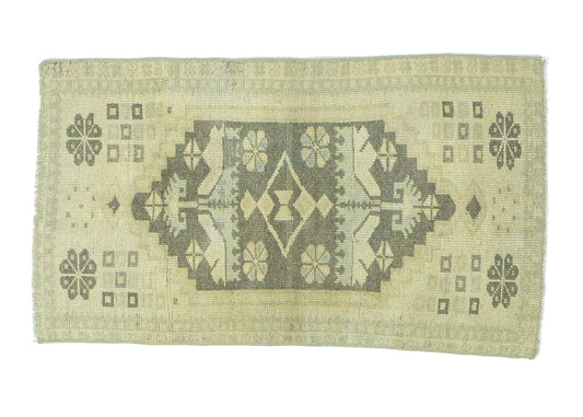 63x110 cm (2.1x3.6 ft) Anatolian Runner Rug – Handwoven Earth Tone Wool Carpet