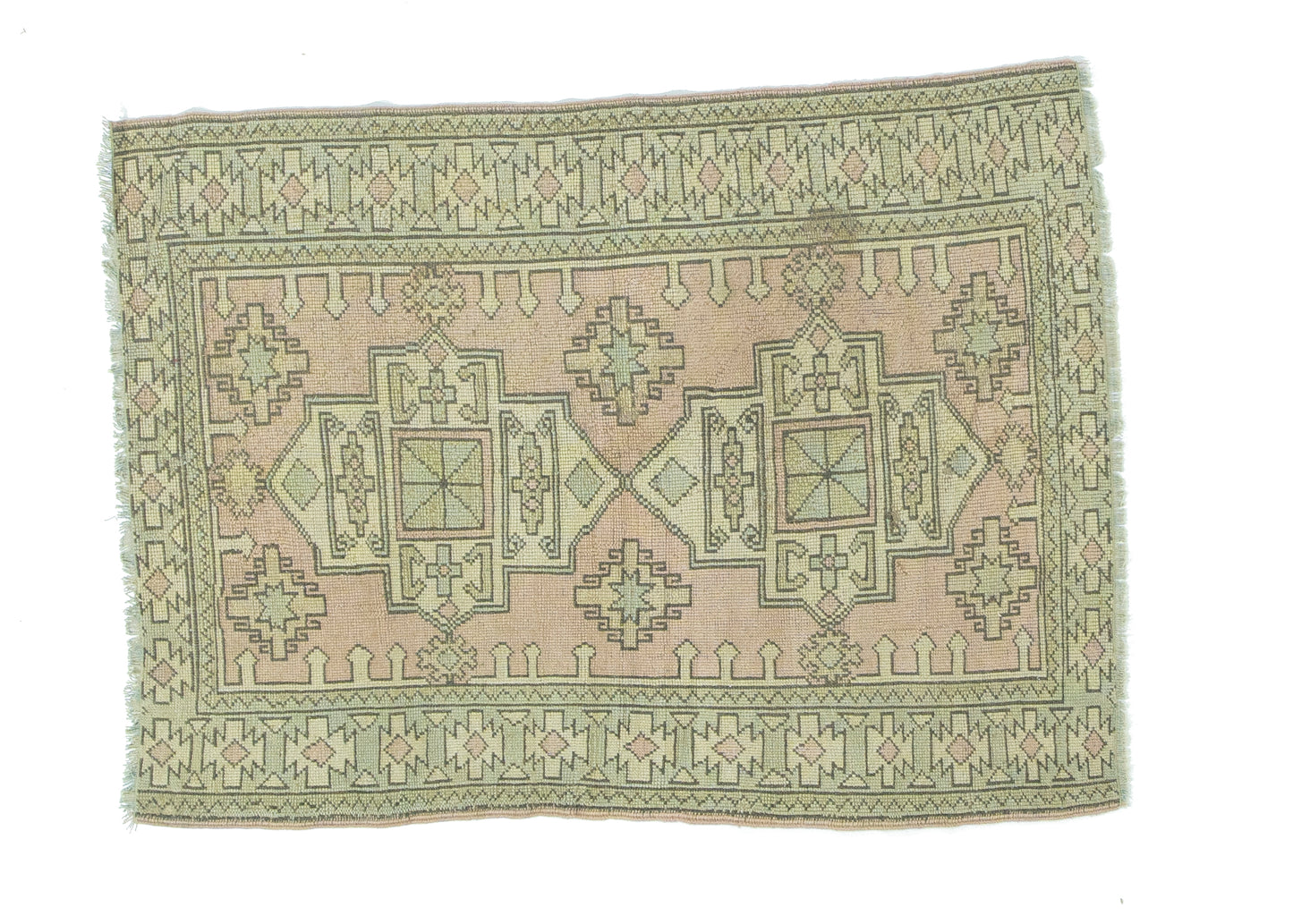 115x160 cm (3.8x5.2 ft) Anatolian Rug – Handwoven Dusty Rose Wool Carpet