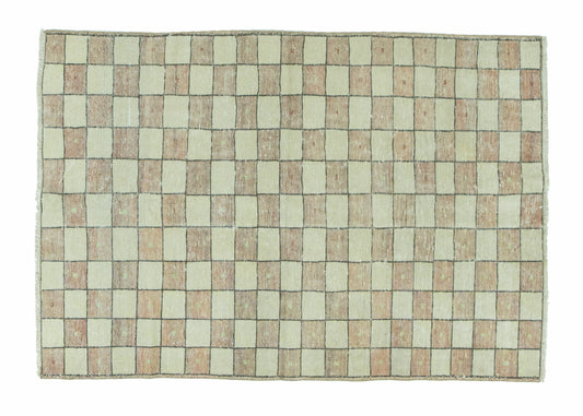 154x222 cm (5.1x7.3 ft) Anatolian Rug – Handwoven Red Patchwork Wool Carpet