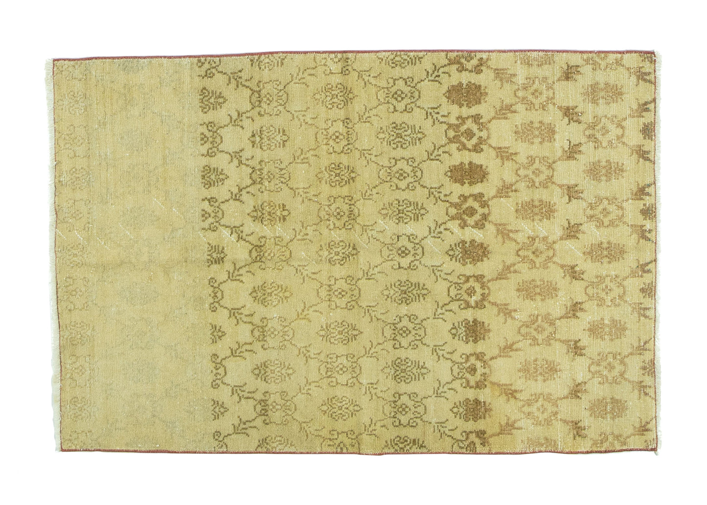 120x176 cm (3.9x5.8 ft) Anatolian Rug – Handwoven Fire Red, Yellow, Beige Wool Carpet