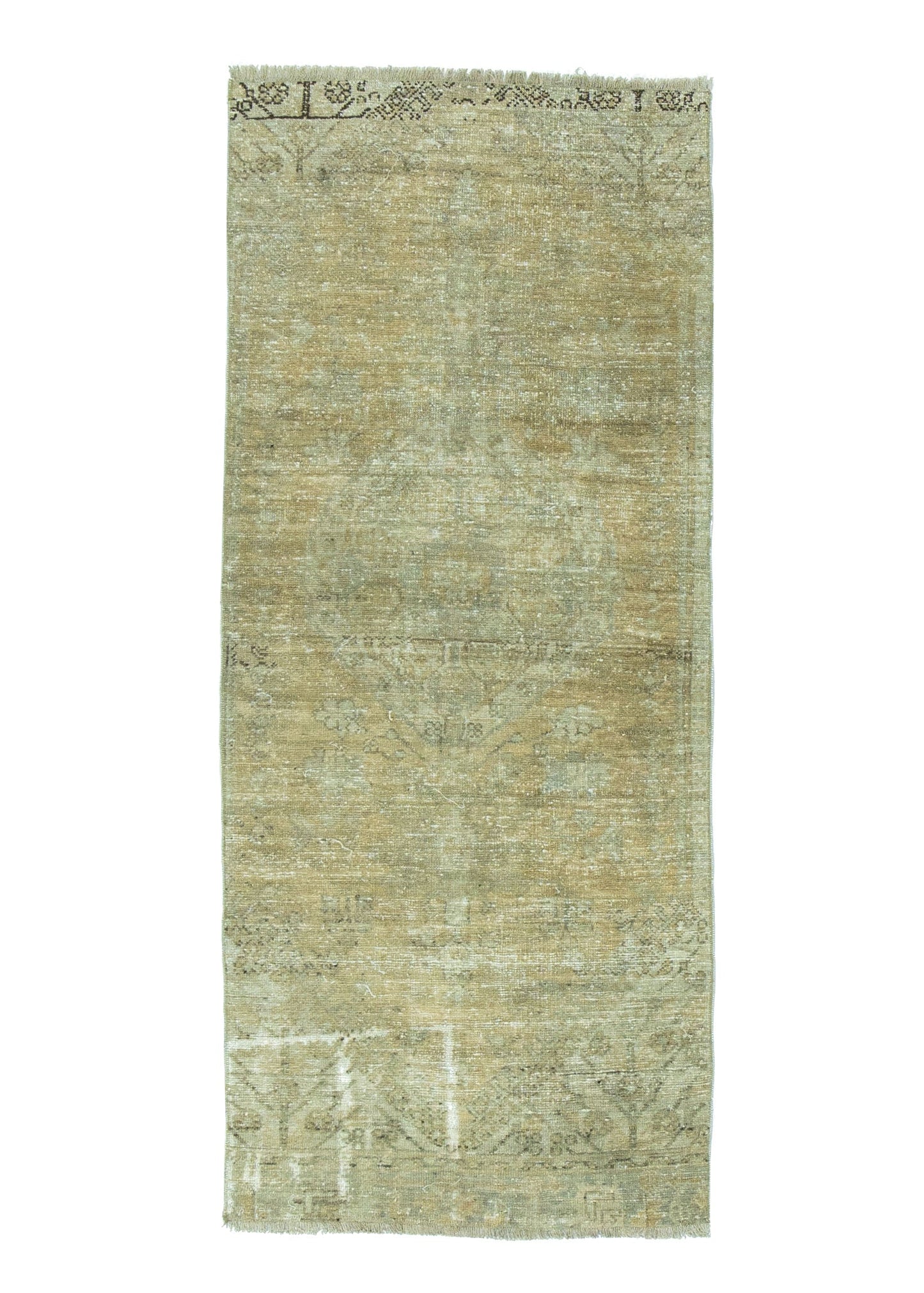 82x194 cm (2.7x6.4 ft) Anatolian Rug – Handwoven Yellow & Beige Wool Carpet