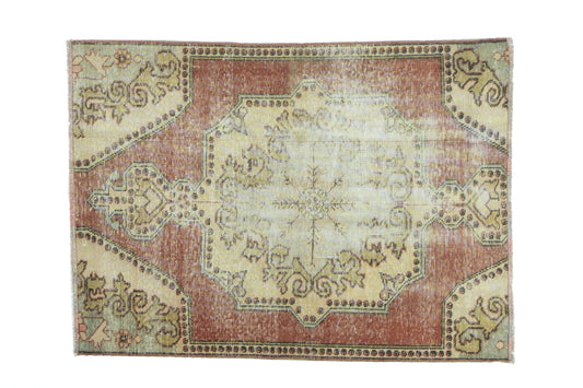 115x157 cm (3.8x5.2 ft) Anatolian Rug – Handwoven Beige & Red Wool Carpet