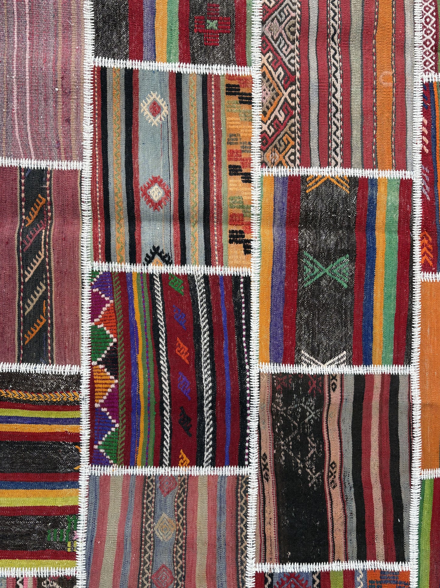 Authentic Handcrafted Turkish Patchwork kilim Rug – Rustic Charm