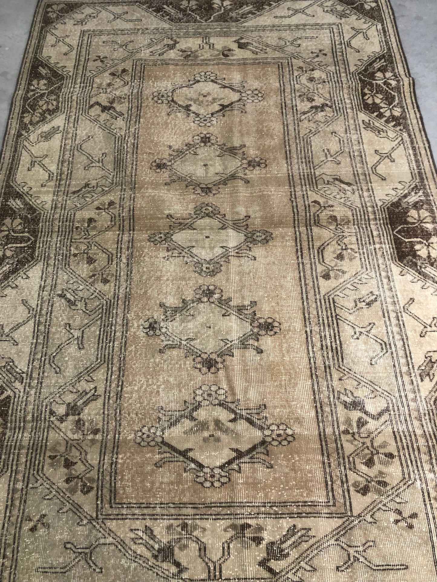 6x9.3 ft 🧵 Brown & Beige Anatolian Rug | Handwoven Wool Carpet