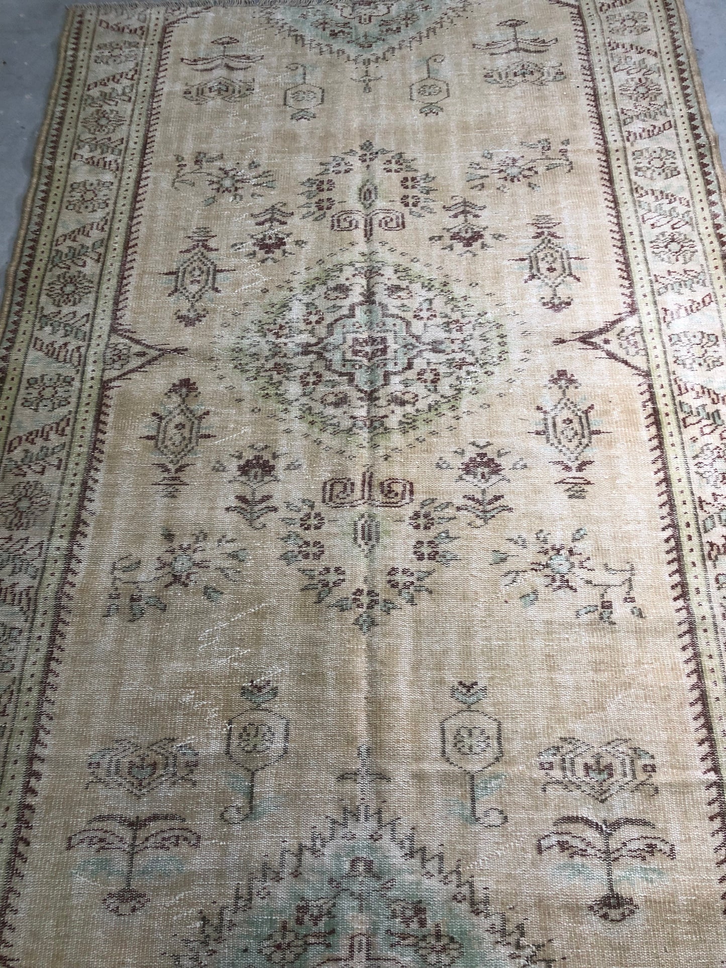 5.9x8.6 ft 🧶 Beige Anatolian Runner Rug | Handwoven Wool Hallway Carpet