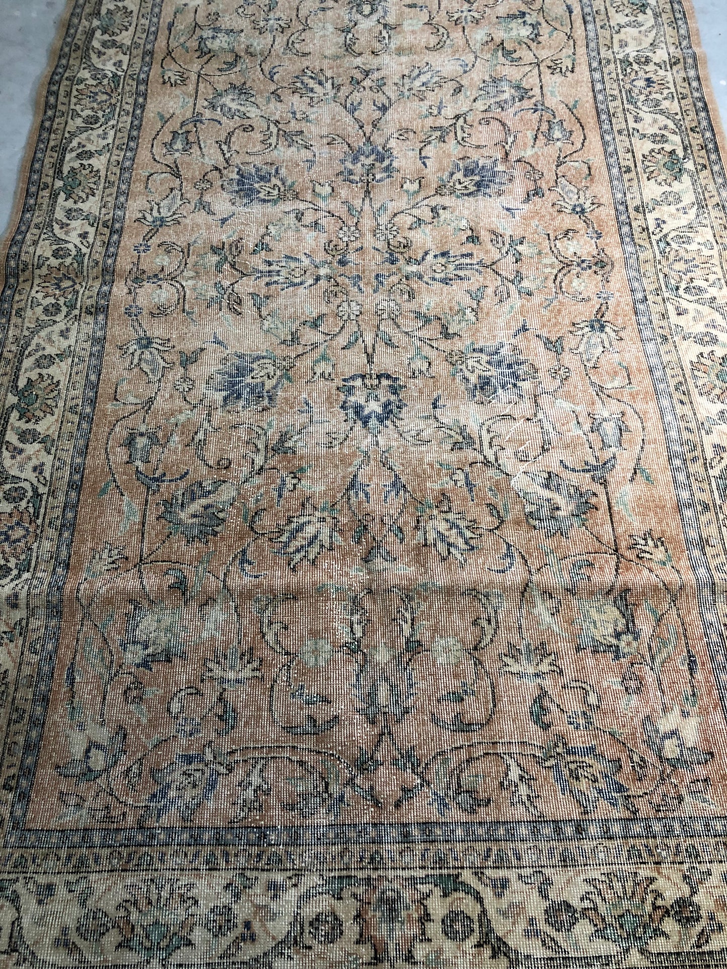 170x280 cm (5.6x9.1 ft) 🌿 Beige & Pink Anatolian Handwoven Wool Rug | Vintage Turkish Carpet
