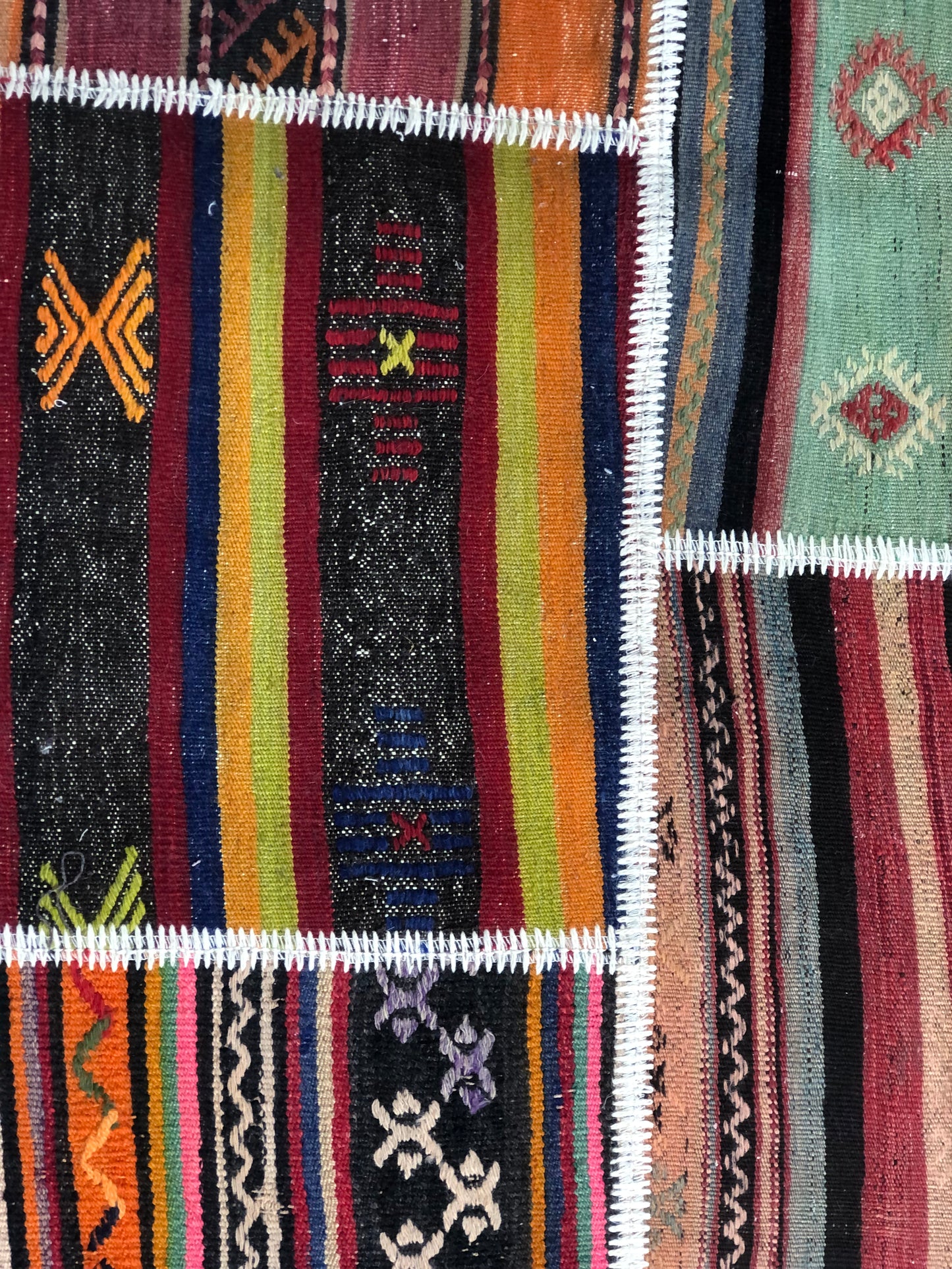 Authentic Handcrafted Turkish Patchwork kilim Rug – Rustic Charm