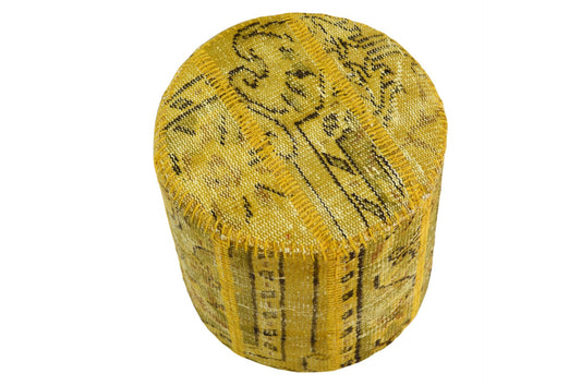 Top Quality Handwoven Pouf, Made from Turkish Anatolian Wool Rug, Measuring 41x41 cm, Decorative Boho Ottoman, Living Room Pouf,