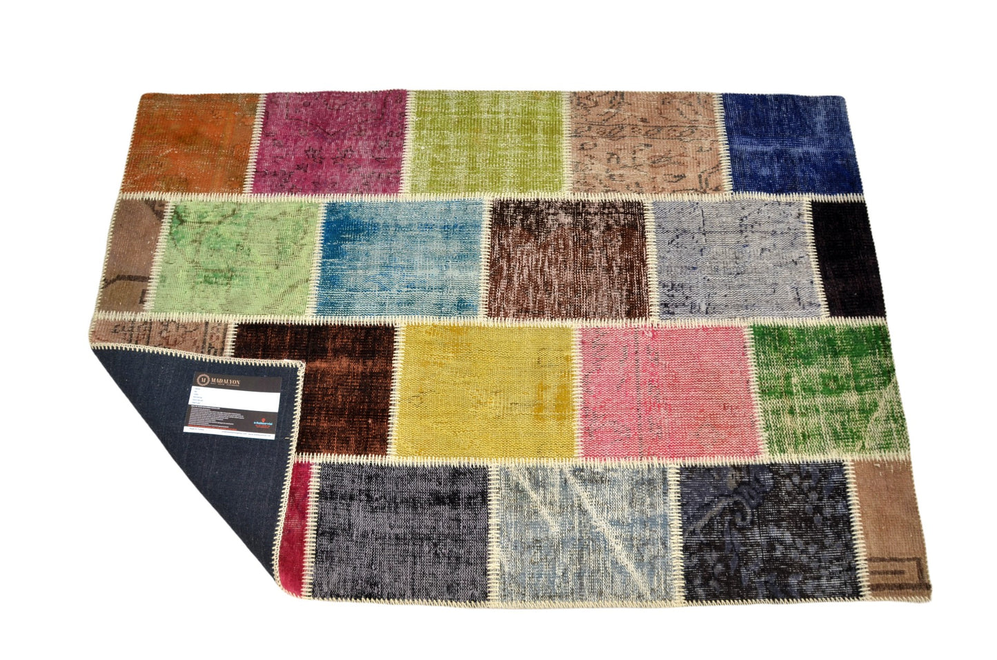 Vintage Patchwork Rug – Handmade Turkish Textile Art