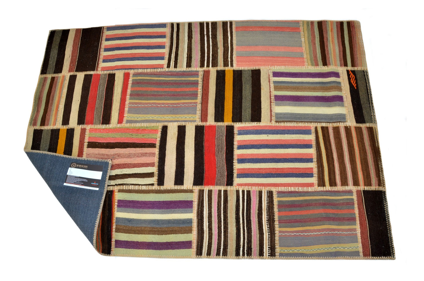 Authentic Handcrafted Turkish Patchwork kilim Rug – Rustic Charm
