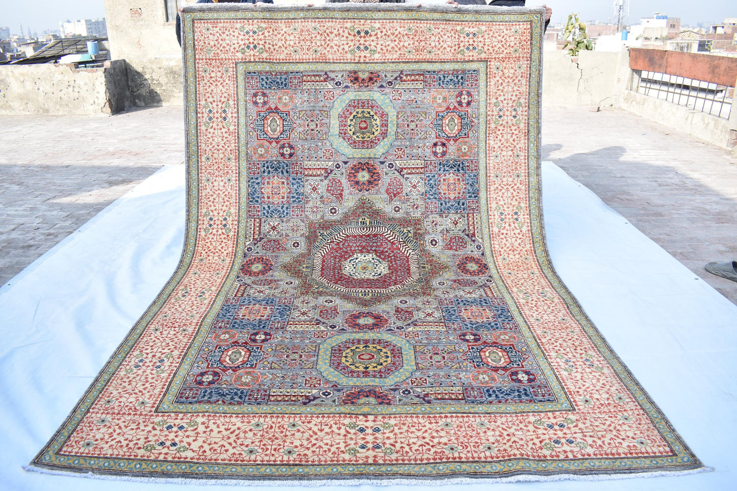 7x10 Mamluk Design Handmade Unique Wool Rug, Pure Wool Rug, Décor Rug, Soft Rug Best For Living Room, Dinning Room