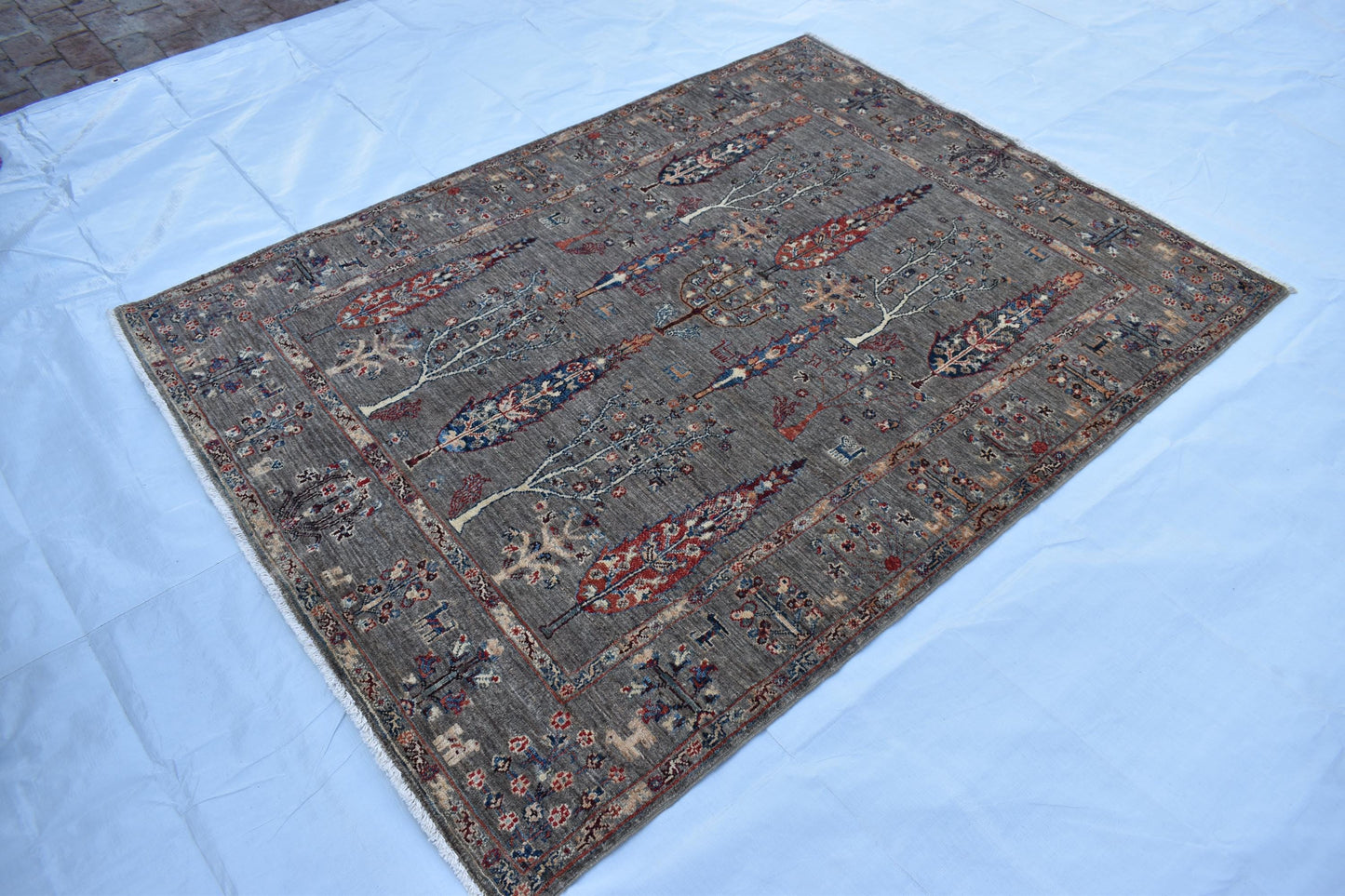 5x7 Sultani (Tree) Design Hand Knotted Wool Rug, Afghan Oriental Rug, Wool Area Rug, 100% Handmade, Living room Rug, Bedroom Rug